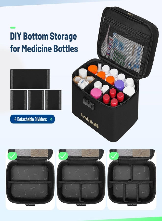 Mancro Lockable Medicine Bag, 2-Layer Pill Bottle Organizer Storage with Adjustable Dividers, Medication Travel Case for Pills, Vitamins & Supplements, Medicine Organizer for Dorm, Home Use and Trips - Image 3